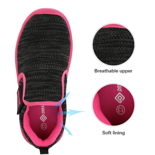 [EZ-Ons MightyMovers] Comfortable Kids Running Shoes - BLACK FUCHSIA - 2